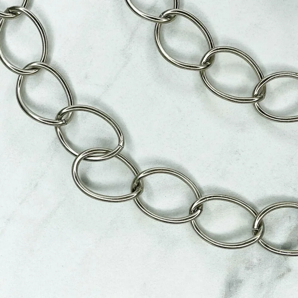 Silver Tone Simple Ball Charm Metal Chain Link Belt Extra Small/Small (XS/S) ✨